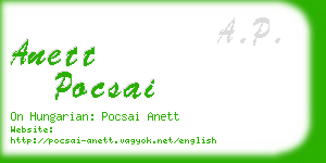 anett pocsai business card